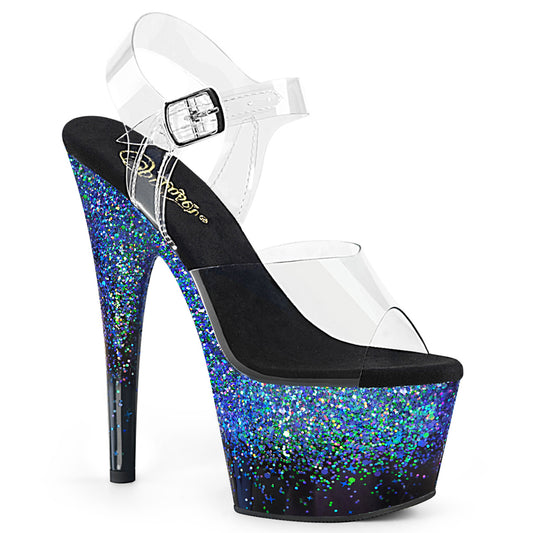 Pleaser Sandali da donna ADORE-708SS CLR / BLK-Blue Multitter