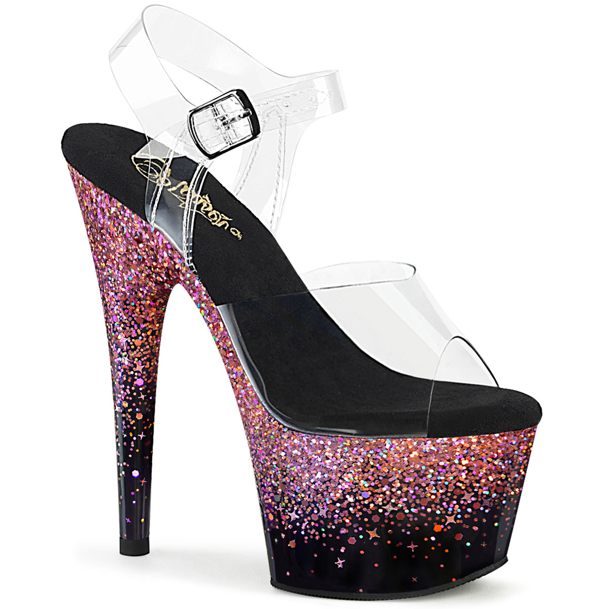 Pleaser   ADORE-708SS CLR/BLK-pink Multitter
