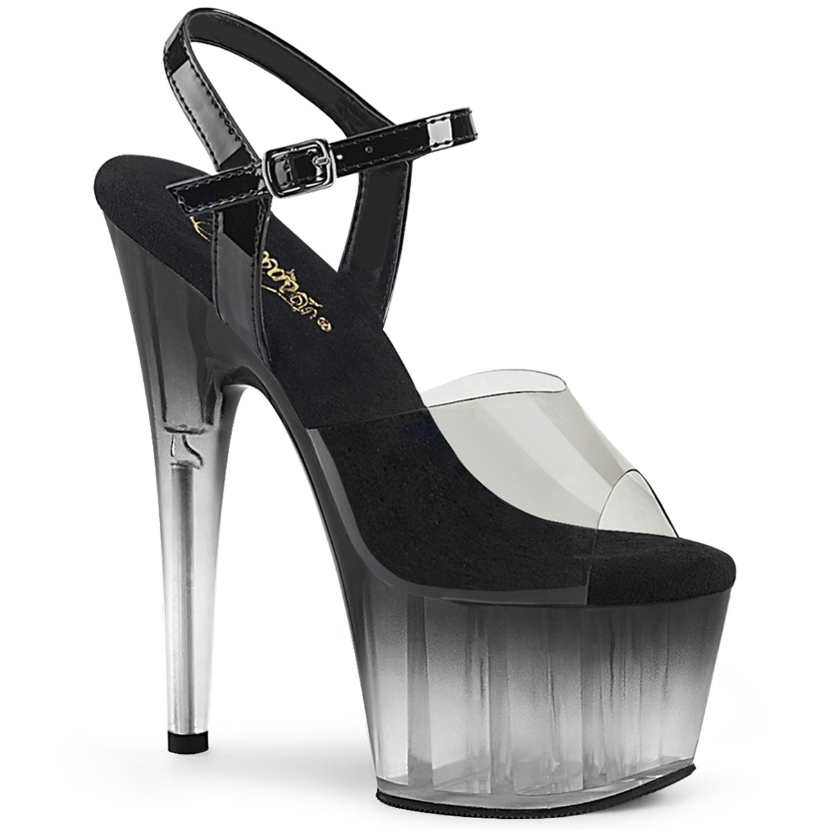 Pleaser Sandali da donna ADORE-708t-2 Smoke-Blk / BLK-CLR Ombre