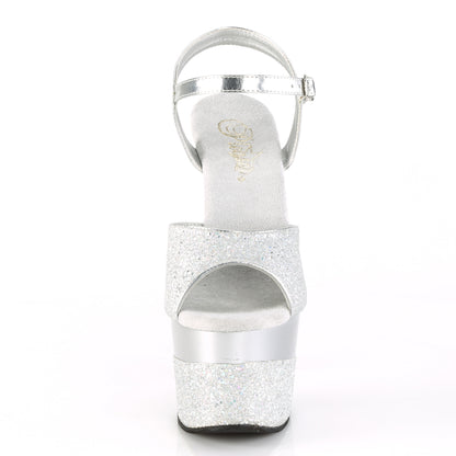 Pleaser Womens Sandals ADORE-709-2G Slv Multi Glitter/Slv Multi Glitter