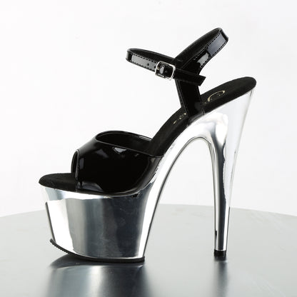 Pleaser Sandali da donna ADORE-709 BLK PAT / SLV Chrome
