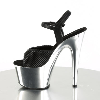 Pleaser Sandali da donna ADORE-709 BLK Trapuntato in ecopelle / SLV Chrome