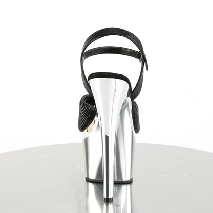 Pleaser Sandali da donna ADORE-709 BLK Trapuntato in ecopelle / SLV Chrome