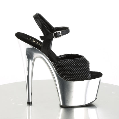 Pleaser Sandali da donna ADORE-709 BLK Trapuntato in ecopelle / SLV Chrome