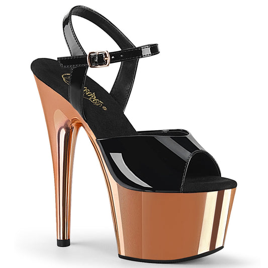Pleaser Sandali da donna ADORE-709 BLK PAT / ROSE GOLD Chrome