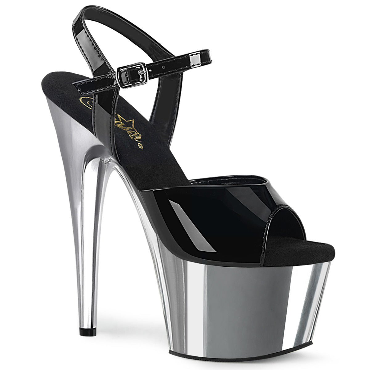 Pleaser Sandali da donna ADORE-709 BLK PAT / SLV Chrome