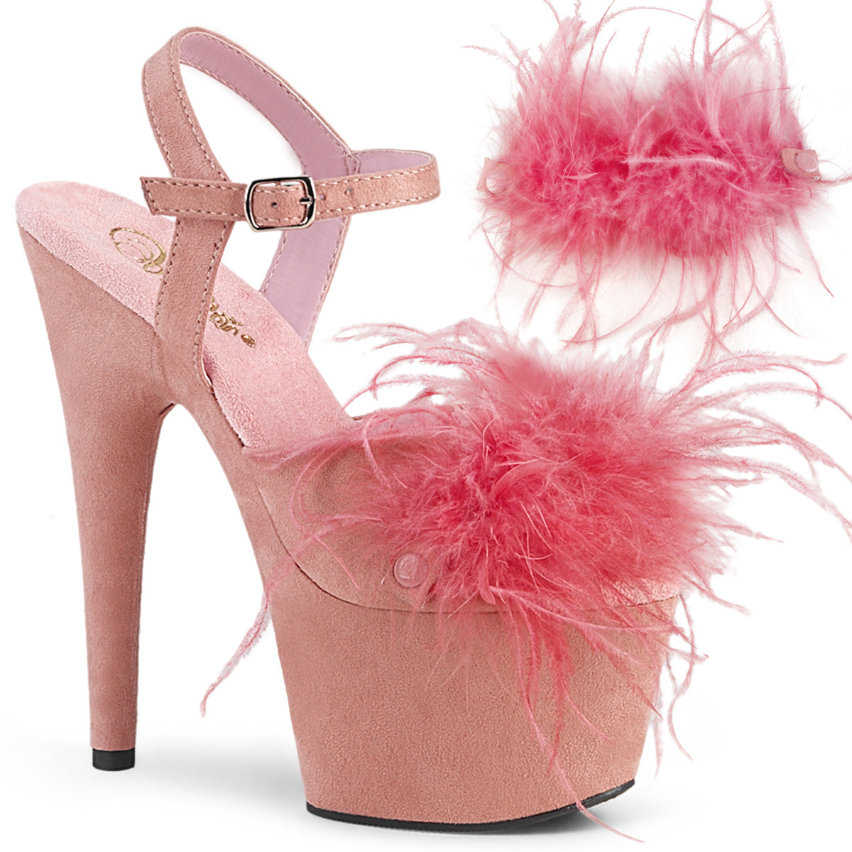 Pleaser Sandali da donna ADORE-709f B. rosa f.suede-piuma / b. Rosa f.suede.