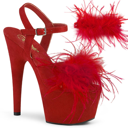 Pleaser Sandali da donna ADORE-709F RED FAUX Suede-Feather / Red Faux Suede Suede