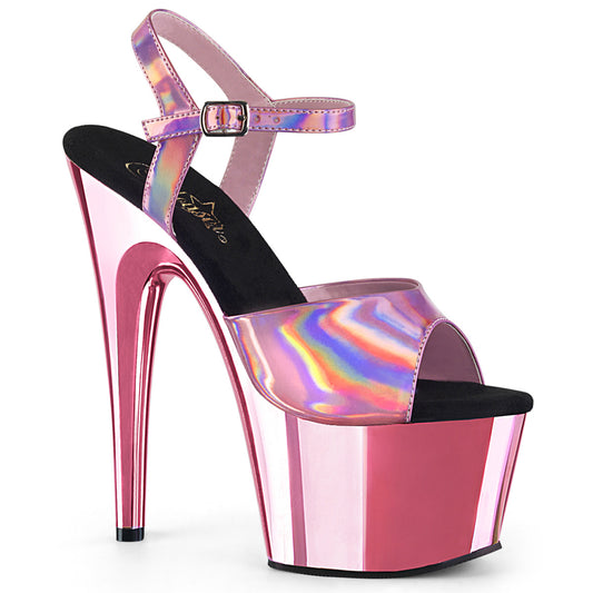 Pleaser Womens Sandals ADORE-709HGCH B. Pink Hologram/B. Pink Chrome
