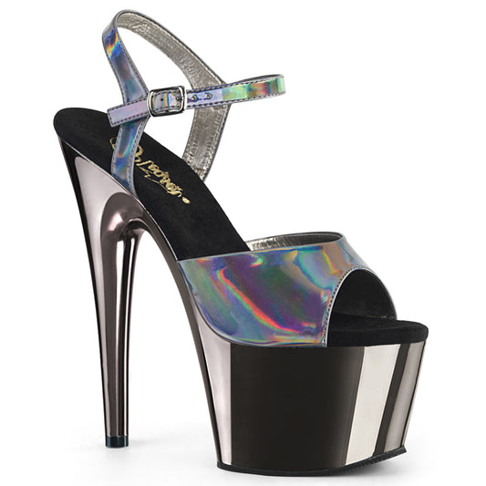 Pleaser Womens Sandals ADORE-709HGCH Pewter Hologram/Pewter Chrome