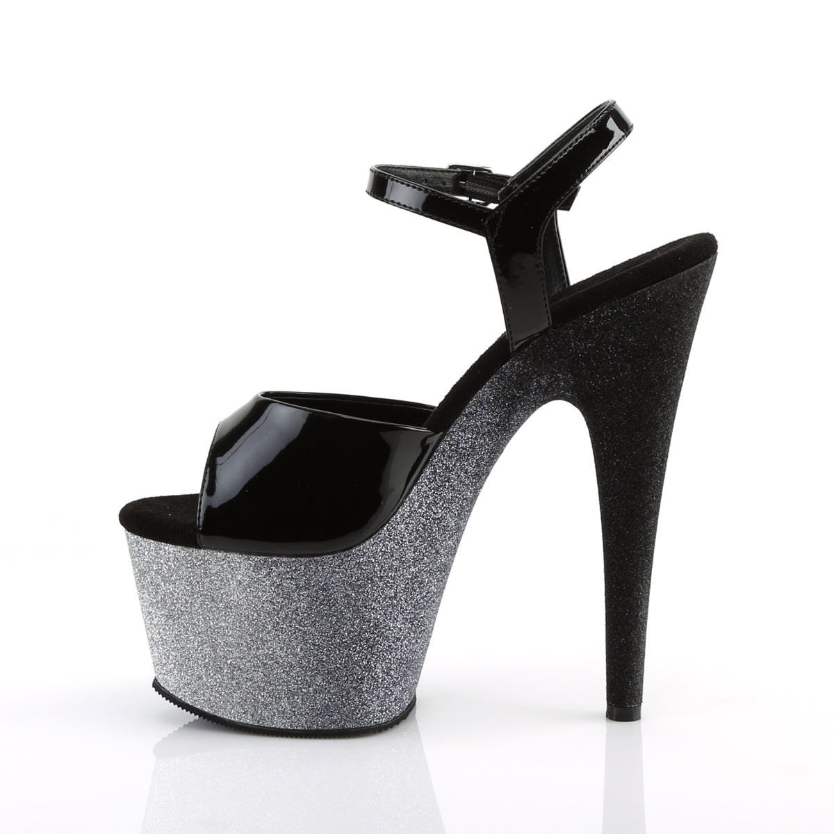 Pleaser Sandali da donna ADORE-709-BRE BLK PAT / SLV-BLK Ombre