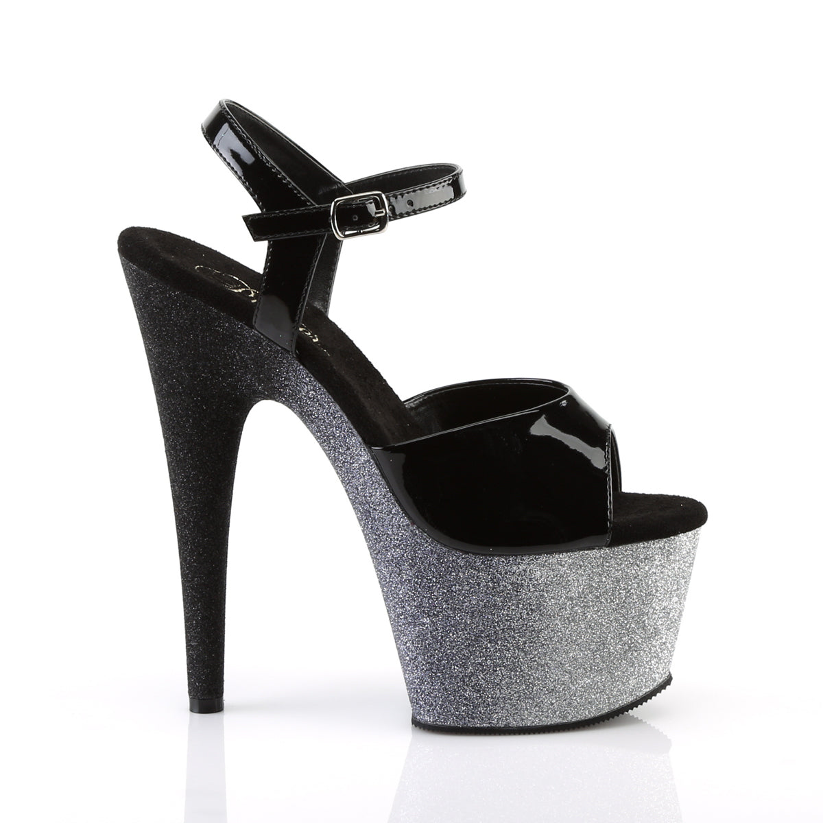 Pleaser Sandali da donna ADORE-709-BRE BLK PAT / SLV-BLK Ombre
