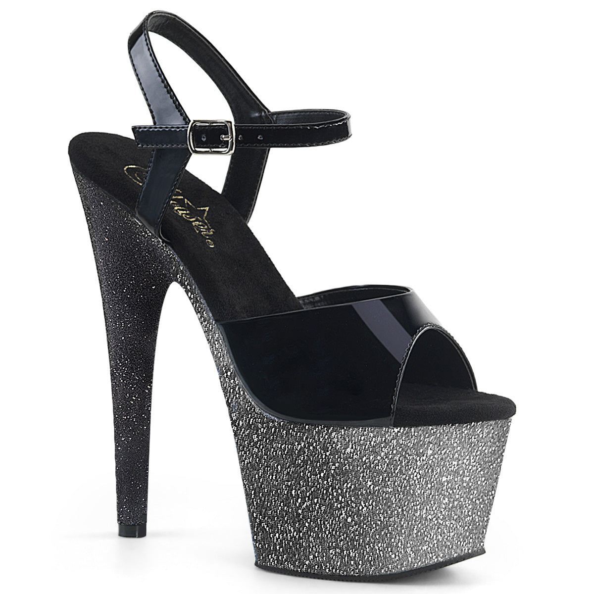 Pleaser Sandali da donna ADORE-709-BRE BLK PAT / SLV-BLK Ombre