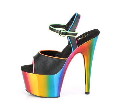 Pleaser Sandali da donna ADORE-709RC-02 BLK in ecopelle /Rainbow Cromo