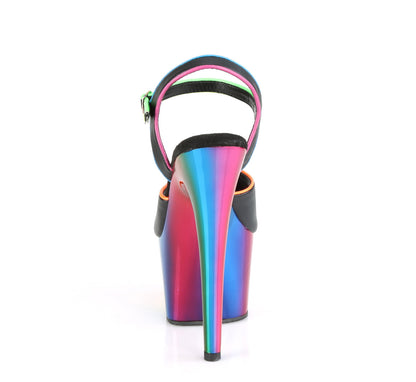 Pleaser Sandali da donna ADORE-709RC-02 BLK in ecopelle /Rainbow Cromo