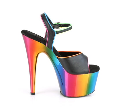 Pleaser Sandali da donna ADORE-709RC-02 BLK in ecopelle /Rainbow Cromo