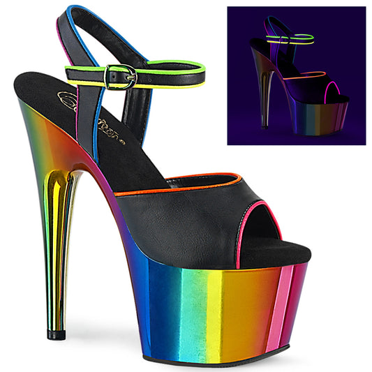 Pleaser Sandali da donna ADORE-709RC-02 BLK in ecopelle /Rainbow Cromo