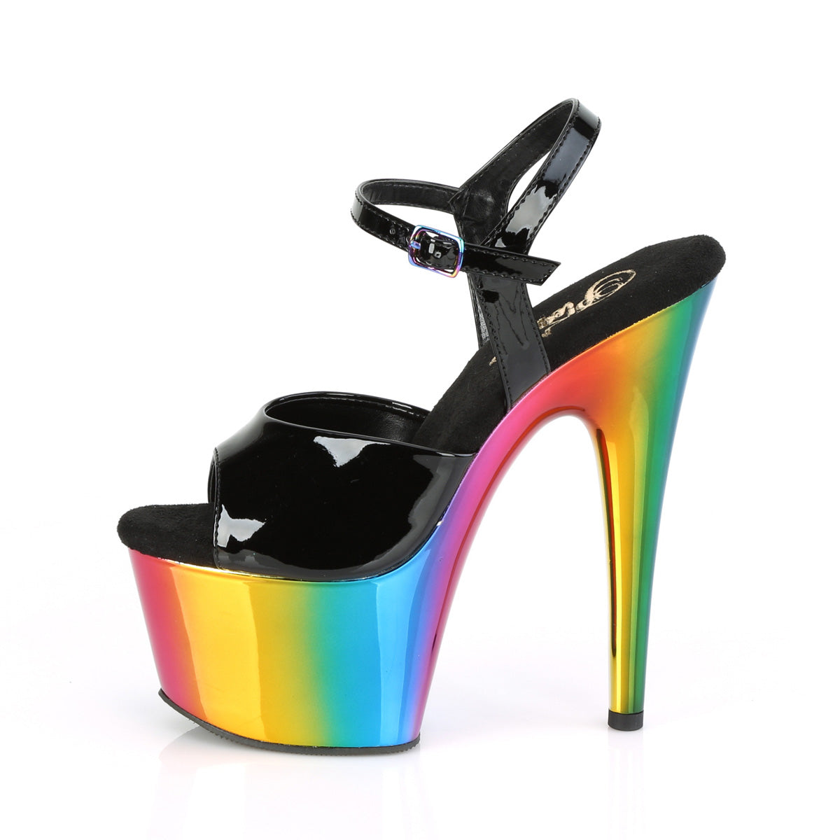 Pleaser Sandali da donna ADORE-709RC BLK PAT /Rainbow Cromo