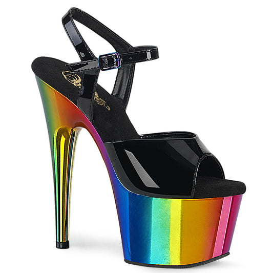 Pleaser Sandali da donna ADORE-709RC BLK PAT /Rainbow Cromo