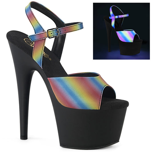 Pleaser Sandali da donna ADORE-709Refl-02. Rainbow MATE riflettente / BLK