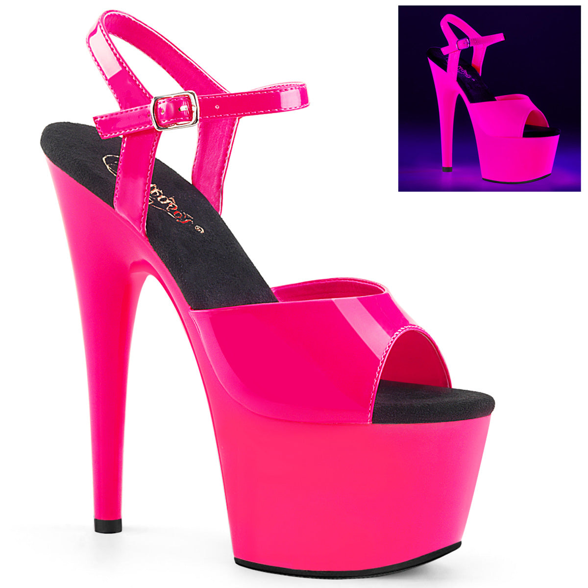 Pleaser Sandali da donna ADORE-709UV neon h. rosa pat / neon h. rosa