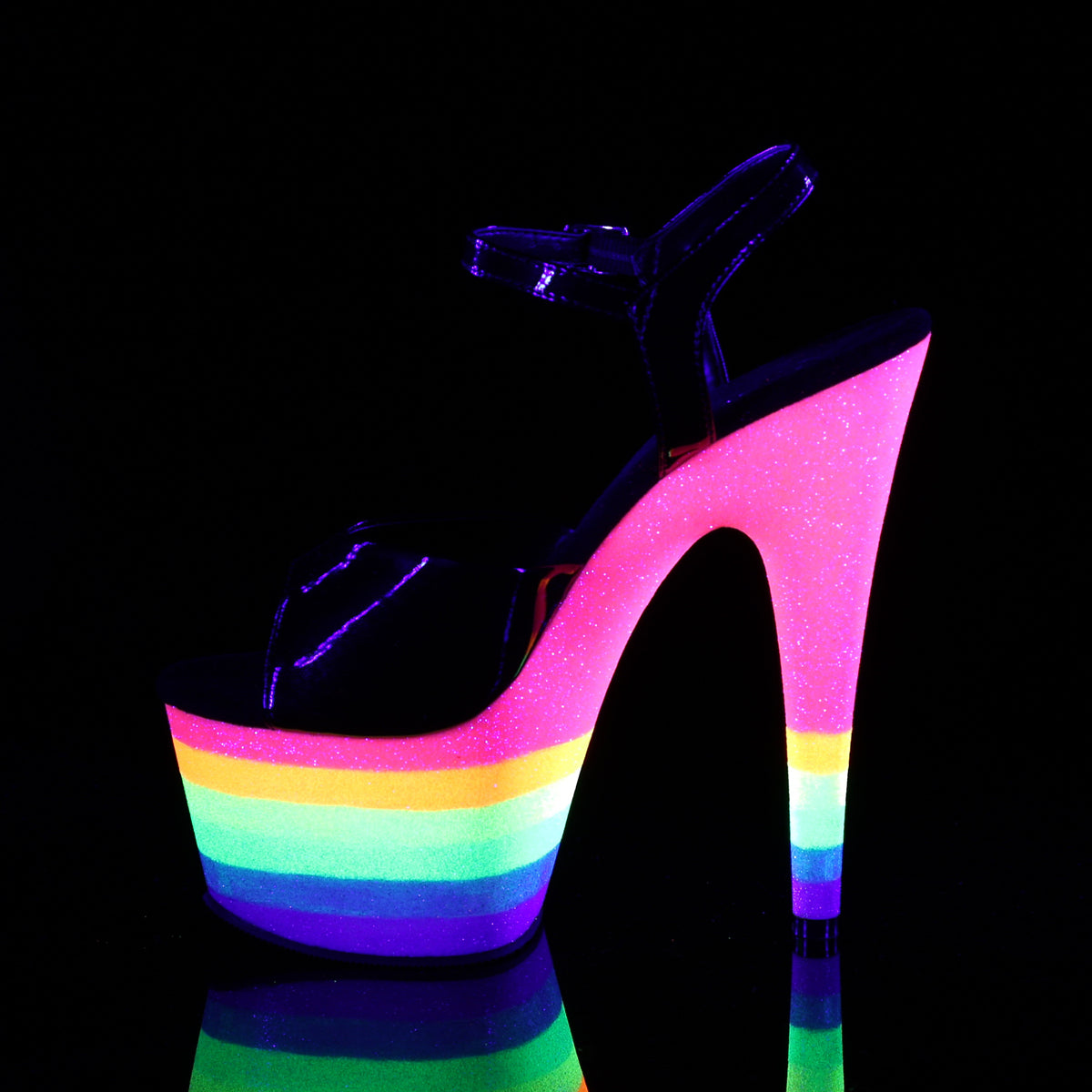 Pleaser Sandali da donna ADORE-709UVRB BLK / Neon Rainbow Glitter.