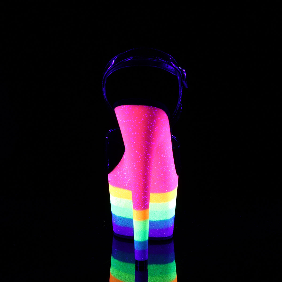Pleaser Sandali da donna ADORE-709UVRB BLK / Neon Rainbow Glitter.