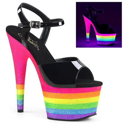 Pleaser Sandali da donna ADORE-709UVRB BLK / Neon Rainbow Glitter.