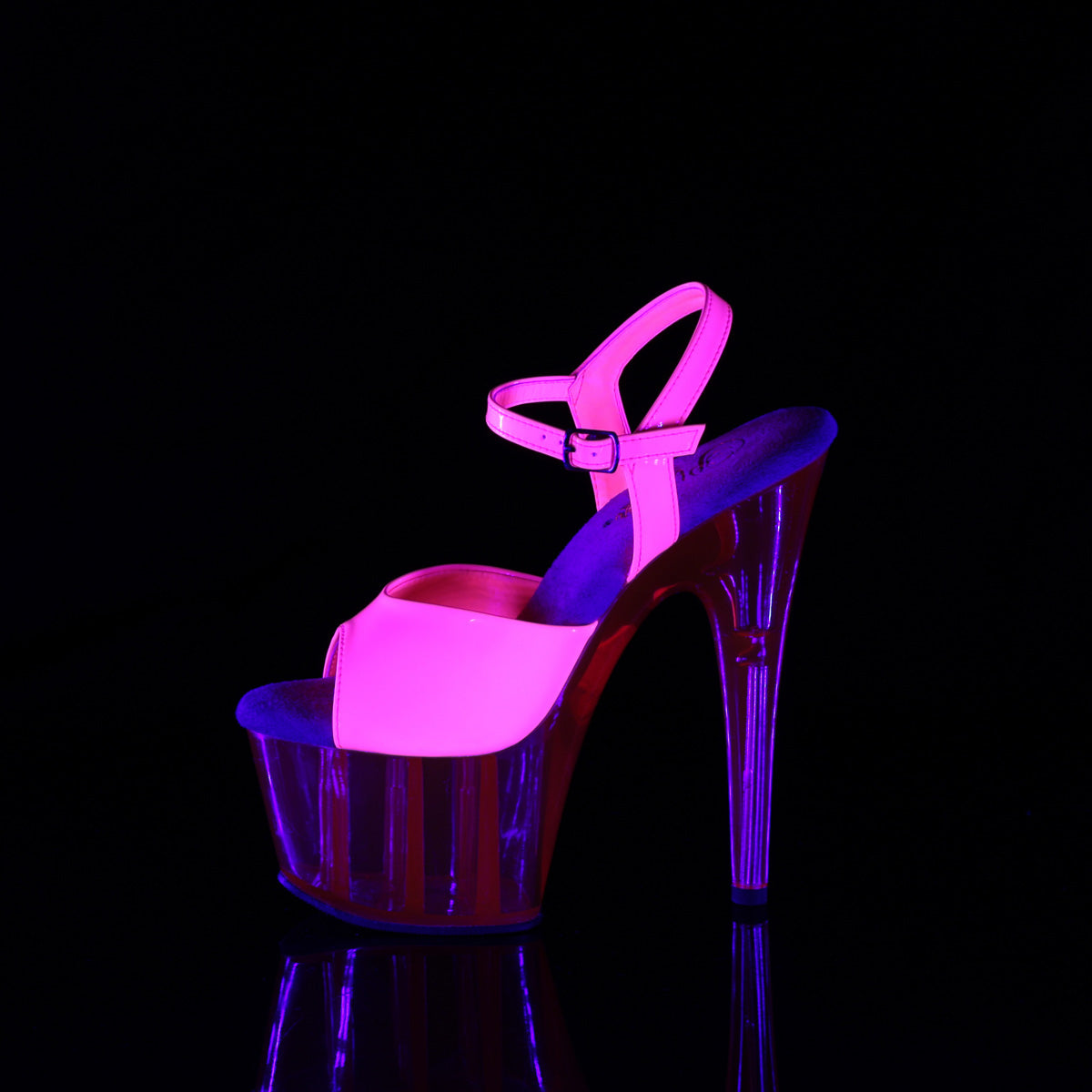Pleaser Women's Platform Shoes ADORE-709UVT Neon H. Pink Pat/H. Pink Tinted