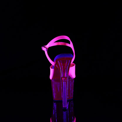 Pleaser Women's Platform Shoes ADORE-709UVT Neon H. Pink Pat/H. Pink Tinted