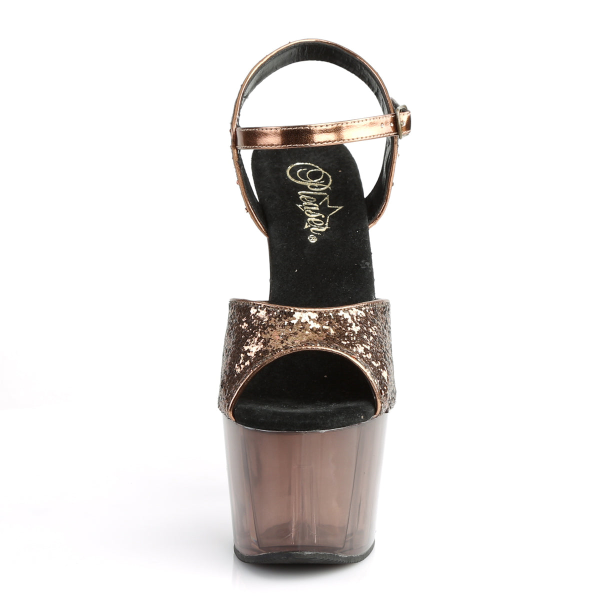 Pleaser Womens Sandals ADORE-710GT Bronze Glitter/Bronze Tinted