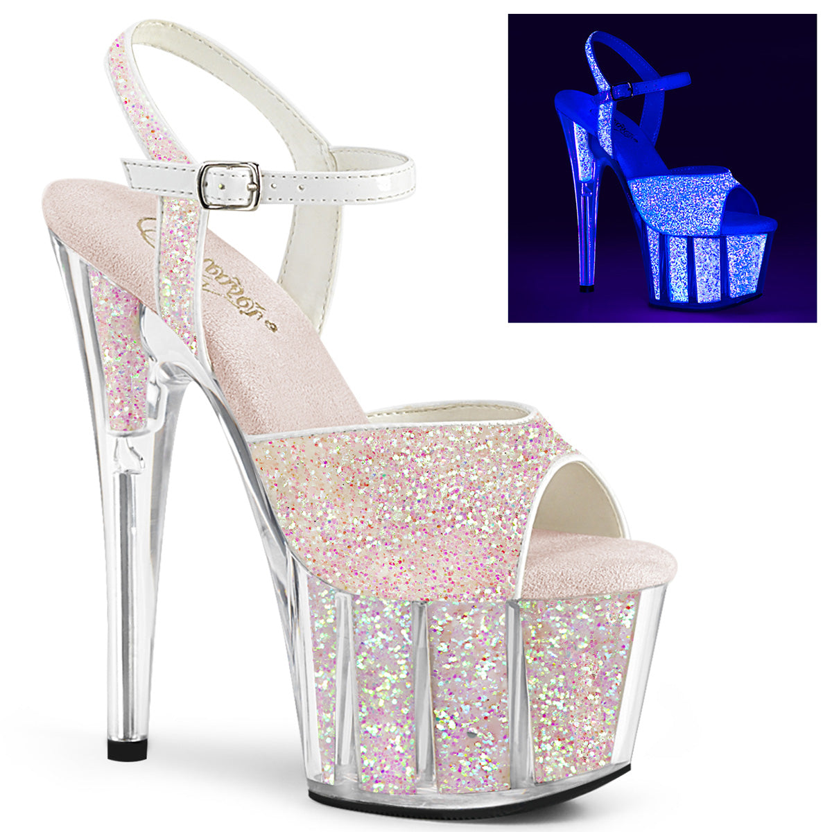 Pleaser Sandali da donna ADORE-710UVG Neon Opal Glitter / Neon Opal Glitter