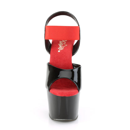 Pleaser Womens  ADORE-714 Blk Pat-Red Elastic Band/Blk