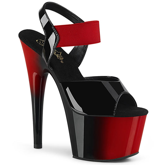 Pleaser Sandali da donna ADORE-714BR BLK PAT-RED ELASTIC BAND / RED-BLK