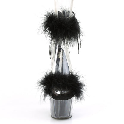 Pleaser Womens Sandals ADORE-724F Clr-Blk Fur/Blk Fur