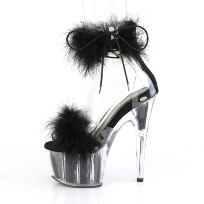 Pleaser Womens Sandals ADORE-724F Clr-Blk Fur/Blk Fur