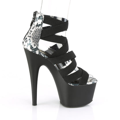 Pleaser Sandali da donna ADORE-748sp Blk Band Elastico-Snake Stampa Pat / Blk Matte