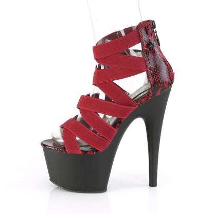 Pleaser Sandali da donna ADORE-748sp Wine Elastic Band-Snake Stampa Pat / Blk Matte
