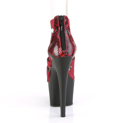 Pleaser Sandali da donna ADORE-748sp Wine Elastic Band-Snake Stampa Pat / Blk Matte