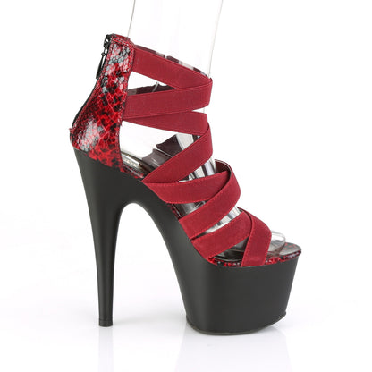 Pleaser Sandali da donna ADORE-748sp Wine Elastic Band-Snake Stampa Pat / Blk Matte