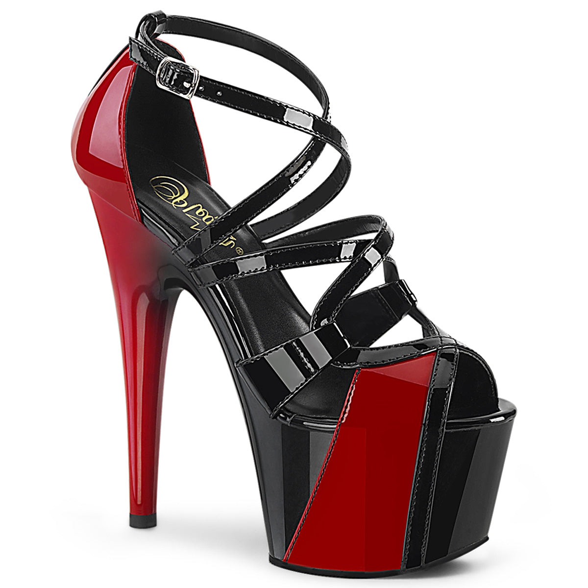 Pleaser Sandali da donna ADORE-764 BLK-RED PAT / BLK-RED