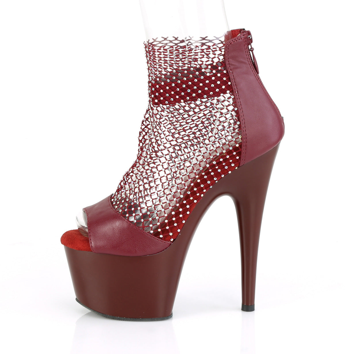 Pleaser Sandali da donna ADORE-765RM Borgogna F.Leather-RS Mesh / Borgogna opaca
