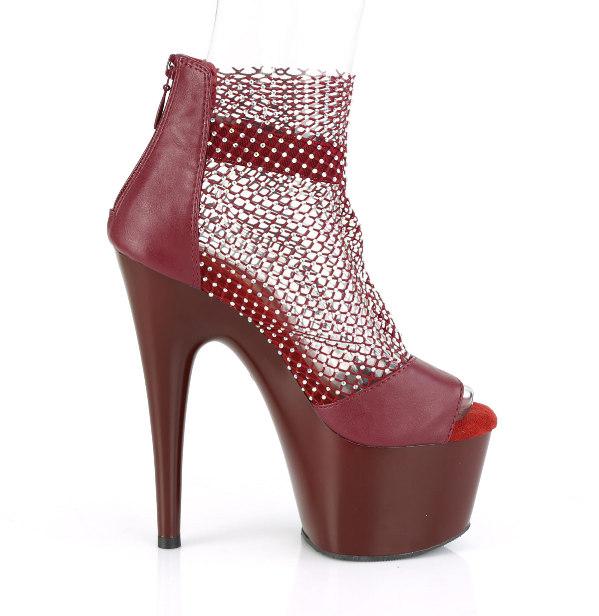 Pleaser Sandali da donna ADORE-765RM Borgogna F.Leather-RS Mesh / Borgogna opaca