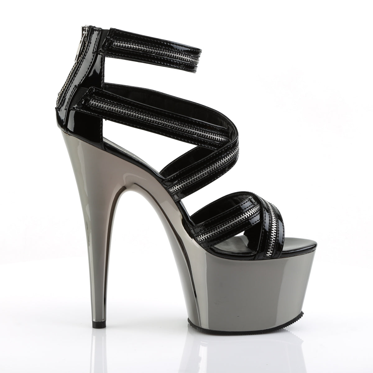 Pleaser Womens Sandals ADORE-767 Blk/Pewter Chrome