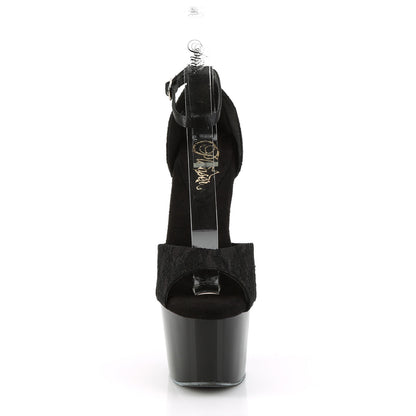 Pleaser Sandali da donna ADORE-768 BLK Satin-Blk Lace / Blk
