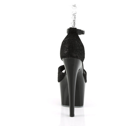 Pleaser Sandali da donna ADORE-768 BLK Satin-Blk Lace / Blk