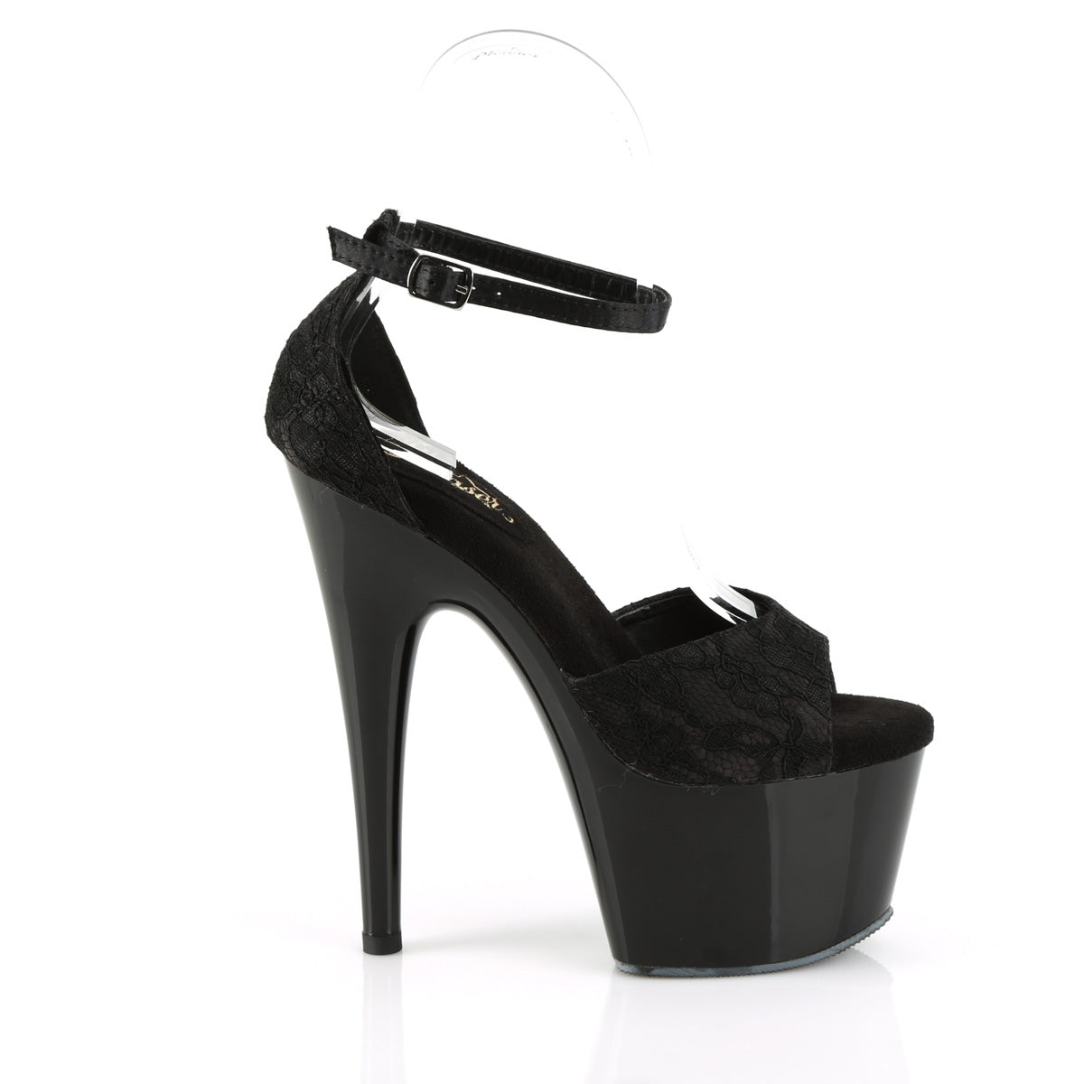 Pleaser Sandali da donna ADORE-768 BLK Satin-Blk Lace / Blk