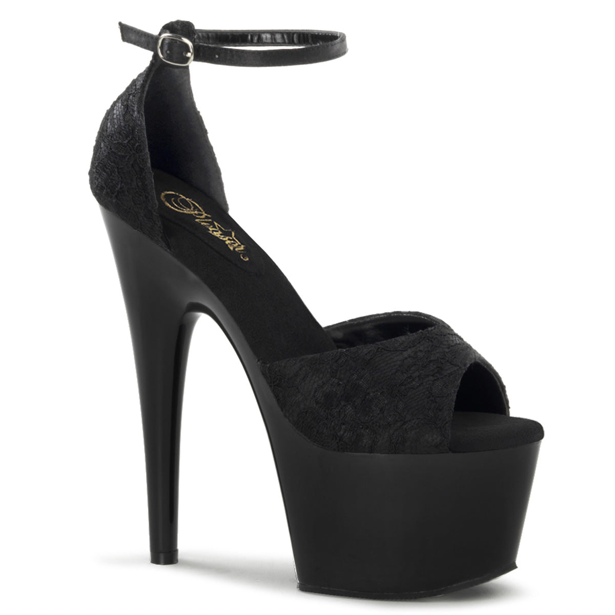 Pleaser Sandali da donna ADORE-768 BLK Satin-Blk Lace / Blk