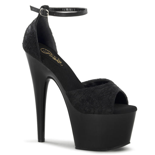 Pleaser Sandali da donna ADORE-768 BLK Satin-Blk Lace / Blk