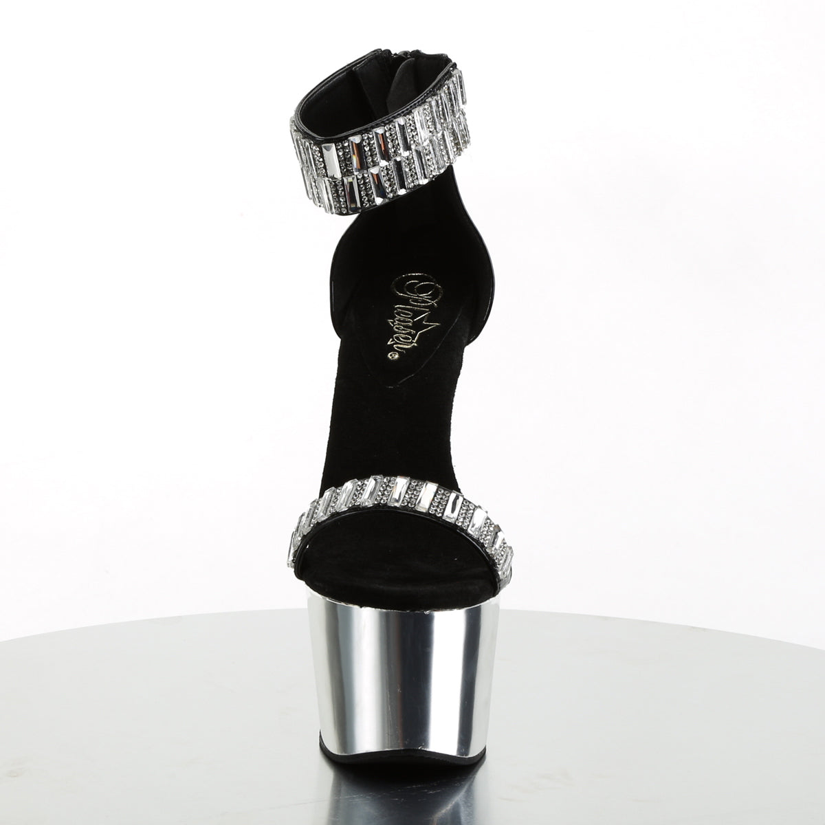 Pleaser Womens Sandals ADORE-769RS Blk/Slv Chrome